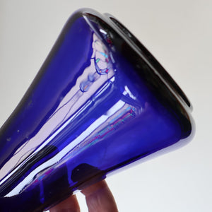 Fine Pair of Hand Blown ANTIQUE Hyacinth Bulb Vases  (Bristol Blue and Amethyst Glass)