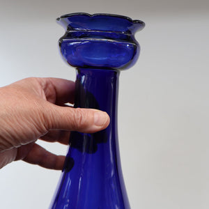 Fine Pair of Hand Blown ANTIQUE Hyacinth Bulb Vases  (Bristol Blue and Amethyst Glass)