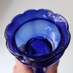 Fine Pair of Hand Blown ANTIQUE Hyacinth Bulb Vases  (Bristol Blue and Amethyst Glass)