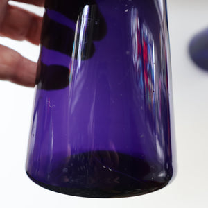 Fine Pair of Hand Blown ANTIQUE Hyacinth Bulb Vases  (Bristol Blue and Amethyst Glass)
