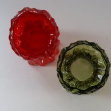 Load image into Gallery viewer, Pair of 1970s GERMAN Ingrid Glashutte Abstract Glass Vases. Red and Green
