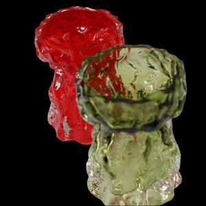 Pair of 1970s GERMAN Ingrid Glashutte Abstract Glass Vases. Red and Green