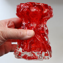 Load image into Gallery viewer, Pair of 1970s GERMAN Ingrid Glashutte Abstract Glass Vases. Red and Green
