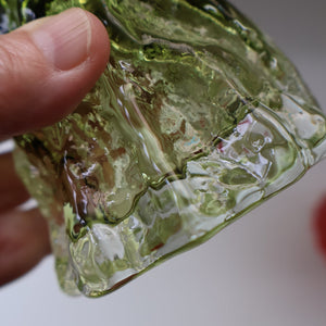 Pair of 1970s GERMAN Ingrid Glashutte Abstract Glass Vases. Red and Green