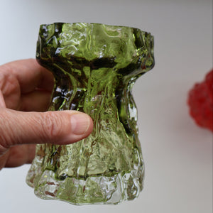 Pair of 1970s GERMAN Ingrid Glashutte Abstract Glass Vases. Red and Green