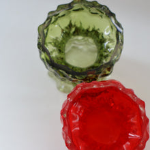 Load image into Gallery viewer, Pair of 1970s GERMAN Ingrid Glashutte Abstract Glass Vases. Red and Green
