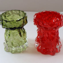 Load image into Gallery viewer, Pair of 1970s GERMAN Ingrid Glashutte Abstract Glass Vases. Red and Green
