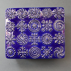 Vintage PORTMEIRION Glossy Blue TOTEM Ceramic Lidded Box or Butter Dish