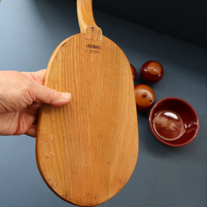 SWEDISH. JIE Gantofta Breakfast Set: Claret Ceramic Salt & Pepper Set, Mustard Pot, Jam Pot on Teak Stand