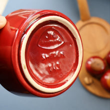 Load image into Gallery viewer, SWEDISH. JIE Gantofta Breakfast Set: Claret Ceramic Salt &amp; Pepper Set, Mustard Pot, Jam Pot on Teak Stand
