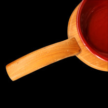 Load image into Gallery viewer, SWEDISH. JIE Gantofta Breakfast Set: Claret Ceramic Salt &amp; Pepper Set, Mustard Pot, Jam Pot on Teak Stand
