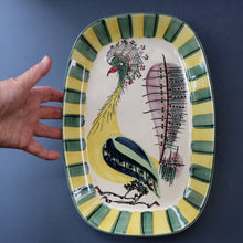 Load image into Gallery viewer, Vintage 1960s ROYAL COPENHAGEN Faience Peacock Platter by Inge-Lise Koefoed. Height 13 inches
