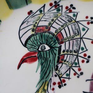 Vintage 1960s ROYAL COPENHAGEN Faience Peacock Platter by Inge-Lise Koefoed. Height 13 inches