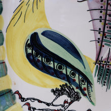 Load image into Gallery viewer, Vintage 1960s ROYAL COPENHAGEN Faience Peacock Platter by Inge-Lise Koefoed. Height 13 inches
