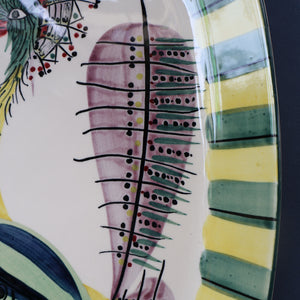 Vintage 1960s ROYAL COPENHAGEN Faience Peacock Platter by Inge-Lise Koefoed. Height 13 inches