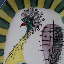 Load image into Gallery viewer, Vintage 1960s ROYAL COPENHAGEN Faience Peacock Platter by Inge-Lise Koefoed. Height 13 inches
