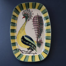 Load image into Gallery viewer, Vintage 1960s ROYAL COPENHAGEN Faience Peacock Platter by Inge-Lise Koefoed. Height 13 inches
