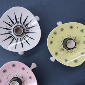 Set of FOUR 1950s Decorative FOLEY Bone China Miniature Candleholders with Tripod Feet