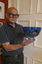 Load image into Gallery viewer, Fine Caithness Glass Bowl; etched thistles &amp; floral design. Bank of Scotland Tercentenary 1995
