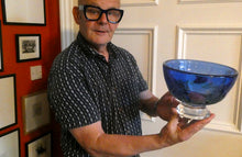 Load image into Gallery viewer, Fine Caithness Glass Bowl; etched thistles &amp; floral design. Bank of Scotland Tercentenary 1995
