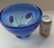 Load image into Gallery viewer, Fine Caithness Glass Bowl; etched thistles &amp; floral design. Bank of Scotland Tercentenary 1995
