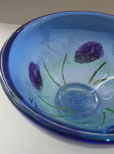 Load image into Gallery viewer, Fine Caithness Glass Bowl; etched thistles &amp; floral design. Bank of Scotland Tercentenary 1995
