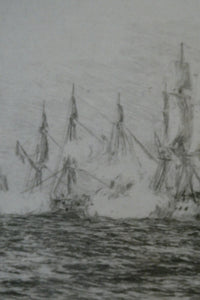 ORIGINAL ETCHING: William Lionel Wyllie (1851 – 1931) Battle of Trafalgar; c 1920