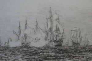 ORIGINAL ETCHING: William Lionel Wyllie (1851 – 1931) Battle of Trafalgar; c 1920