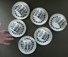 Load image into Gallery viewer, Six Spode Bone China Espresso Cups and Saucers. Playing Cards Pattern
