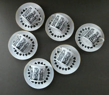 Load image into Gallery viewer, Six Spode Bone China Espresso Cups and Saucers. Playing Cards Pattern
