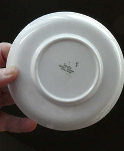 Six Spode Bone China Espresso Cups and Saucers. Playing Cards Pattern