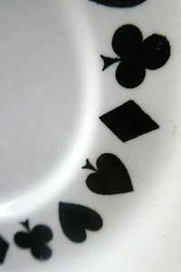 Six Spode Bone China Espresso Cups and Saucers. Playing Cards Pattern