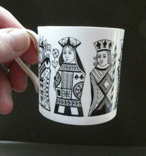 Load image into Gallery viewer, Six Spode Bone China Espresso Cups and Saucers. Playing Cards Pattern
