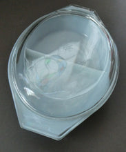 Load image into Gallery viewer, 1950s Vintage PYREX GAEITY Oval Divided Lidded Serving Dish Gaiety BLACK SNOWFLAKE

