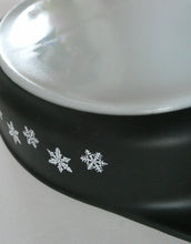 Load image into Gallery viewer, 1950s Vintage PYREX GAEITY Oval Divided Lidded Serving Dish Gaiety BLACK SNOWFLAKE
