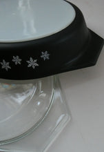 Load image into Gallery viewer, 1950s Vintage PYREX GAEITY Oval Divided Lidded Serving Dish Gaiety BLACK SNOWFLAKE
