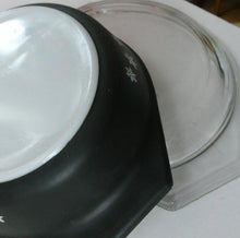 Load image into Gallery viewer, 1950s Vintage PYREX GAEITY Oval Divided Lidded Serving Dish Gaiety BLACK SNOWFLAKE
