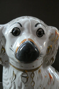 13 1/4 Inches. Large Antique Victorian Staffordshire Dogs or Chimney Spaniels