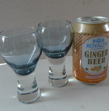 Load image into Gallery viewer, Pair of Small Canisbay Space Age Shot Glasses. Blue / Loch Colour
