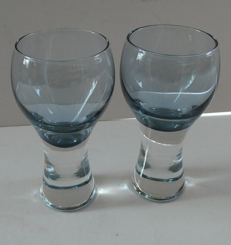 Pair of Small Canisbay Space Age Shot Glasses. Blue / Loch Colour