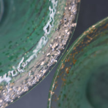 Load image into Gallery viewer, SCOTTISH GLASS. Collectable Small PAIR of 1930s Monart Bowls. Aqua with Silver Aventurine (I)
