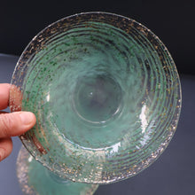 Load image into Gallery viewer, SCOTTISH GLASS. Collectable Small PAIR of 1930s Monart Bowls. Aqua with Silver Aventurine (I)
