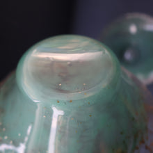 Load image into Gallery viewer, SCOTTISH GLASS. Collectable Small PAIR of 1930s Monart Bowls. Aqua with Silver Aventurine (I)
