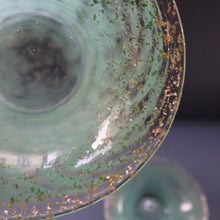 Load image into Gallery viewer, SCOTTISH GLASS. Collectable Small PAIR of 1930s Monart Bowls. Aqua with Silver Aventurine (I)
