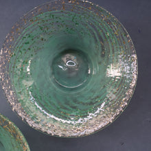 Load image into Gallery viewer, SCOTTISH GLASS. Collectable Small PAIR of 1930s Monart Bowls. Aqua with Silver Aventurine (I)
