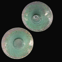 Load image into Gallery viewer, SCOTTISH GLASS. Collectable Small PAIR of 1930s Monart Bowls. Aqua with Silver Aventurine (I)
