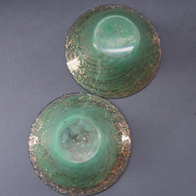 Load image into Gallery viewer, SCOTTISH GLASS. Collectable Small PAIR of 1930s Monart Bowls. Aqua with Silver Aventurine (H)
