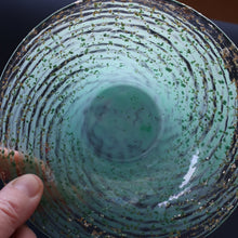 Load image into Gallery viewer, SCOTTISH GLASS. Collectable Small PAIR of 1930s Monart Bowls. Aqua with Silver Aventurine (H)
