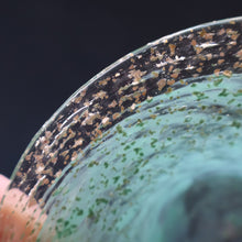 Load image into Gallery viewer, SCOTTISH GLASS. Collectable Small PAIR of 1930s Monart Bowls. Aqua with Silver Aventurine (H)
