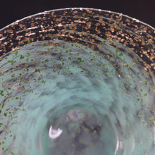 Load image into Gallery viewer, SCOTTISH GLASS. Collectable Small PAIR of 1930s Monart Bowls. Aqua with Silver Aventurine (H)
